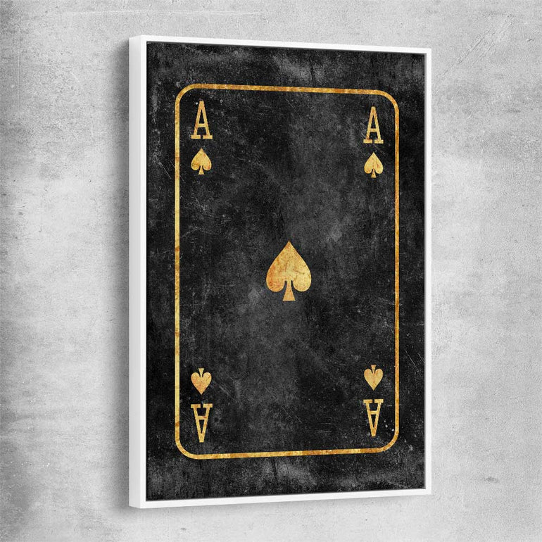 Ace of Spades white framed canvas - part of our high quality fashion canvas wall art and prints collection