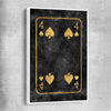 Inspirational wall art print of Four of Spades with white framed canvas
