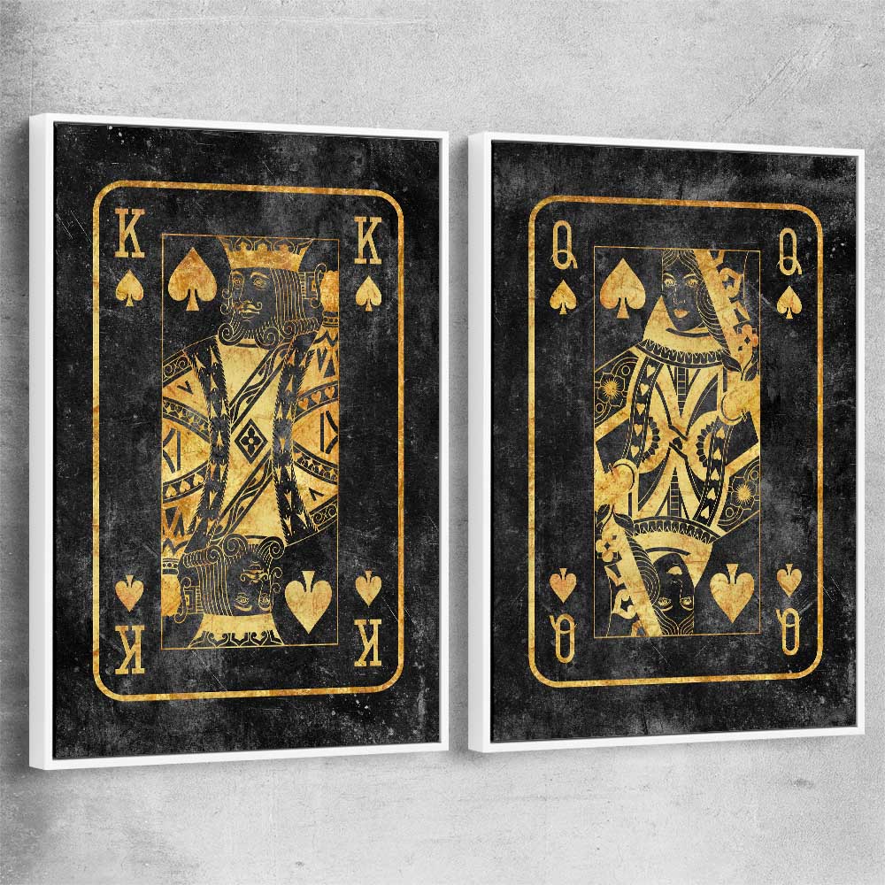 Inspirational wall art print of King of Spades Pair with white framed canvas