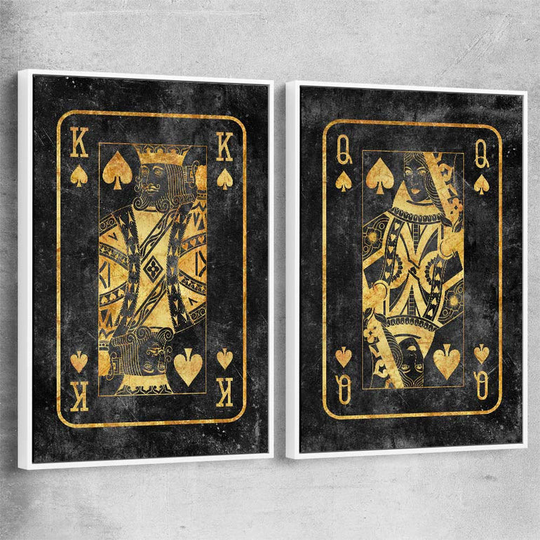 Inspirational wall art print of King of Spades Pair with white framed canvas