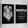 Inspirational wall art print of Lion Gaze Pair with white framed canvas