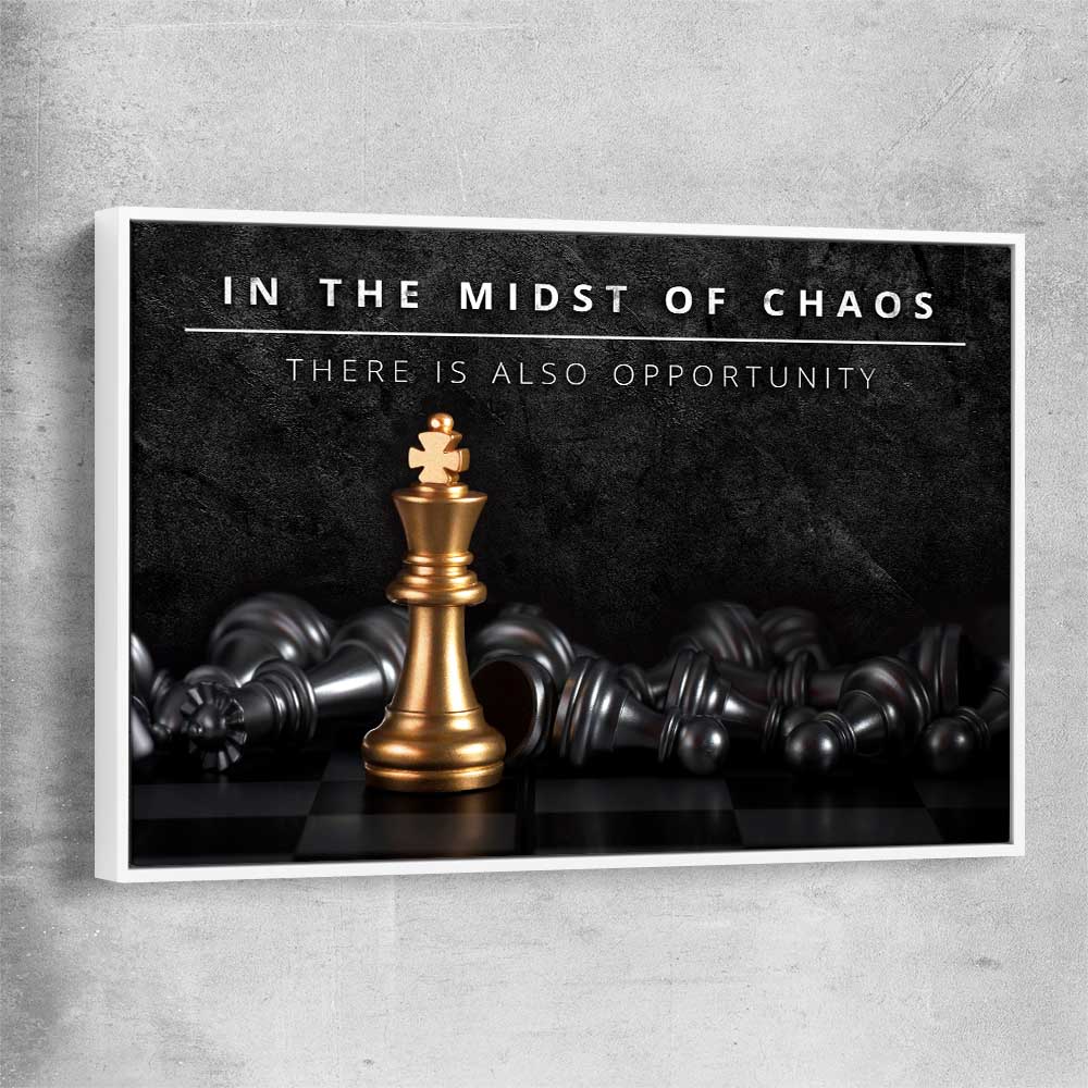 Midst of Chaos white framed canvas - part of our high quality fashion canvas wall art and prints collection