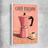 Caffe Italiano white framed canvas is a colourful and stylish canvas wall art and print suited for the kitchen area