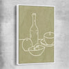 Green Bottle white framed canvas is a colourful and stylish canvas wall art and print suited for the kitchen area