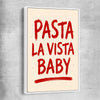 Pasta La Vista Baby white framed canvas is a colourful and stylish canvas wall art and print suited for the kitchen area