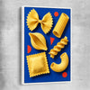 Sculptural Pasta white framed canvas is a colourful and stylish canvas wall art and print suited for the kitchen area