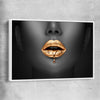 Dripping Elegance white framed canvas - part of our high quality canvas lips wall art collection