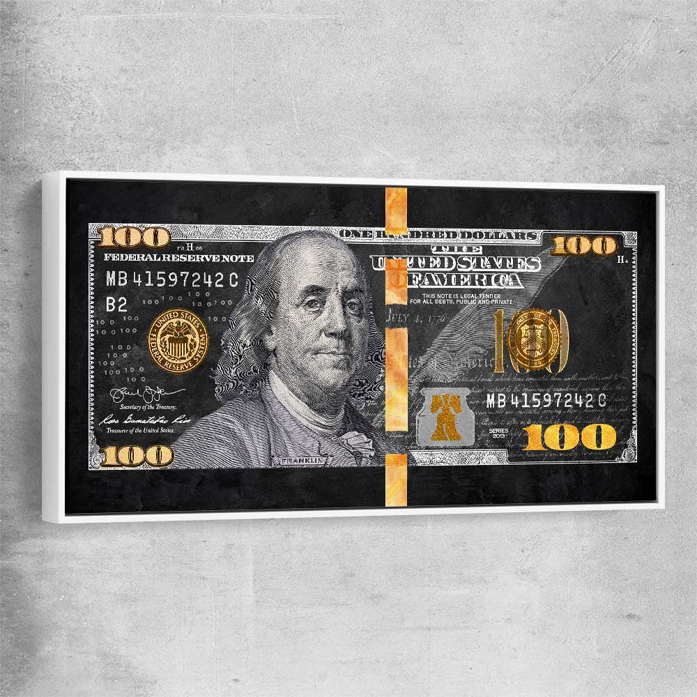 Money wall art print of Franklin Reserve with white framed canvas