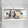 Money wall art print of Marble Bill with white framed canvas