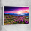 Floral print of Carpathian Mountain Bloom with white framed canvas