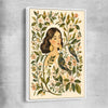 Floral print of Garden Muse with white framed canvas