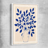 Floral print of Indigo Botanica with white framed canvas
