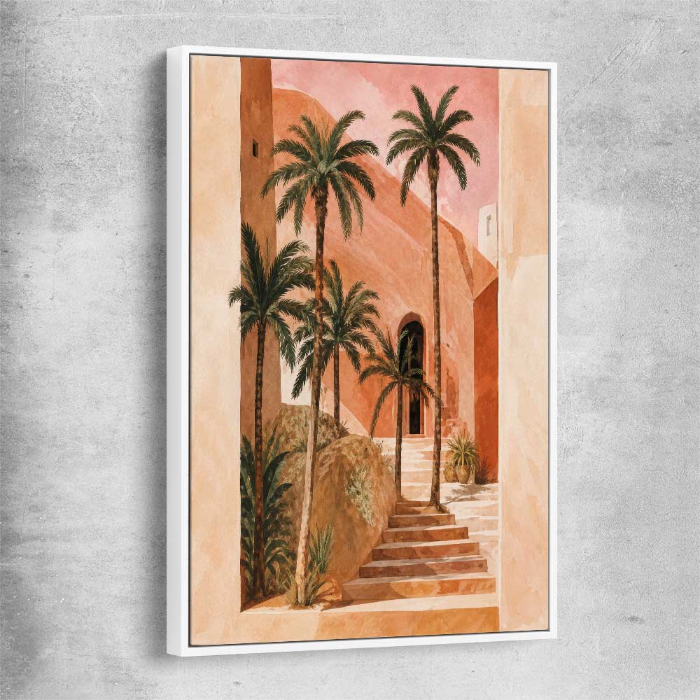 Floral print of Palm House with white framed canvas