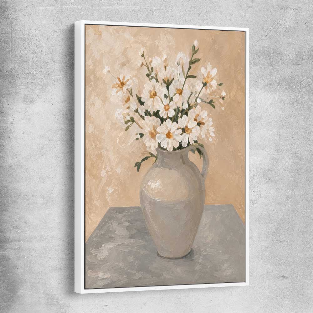 Floral print of Spring Bouquet with white framed canvas