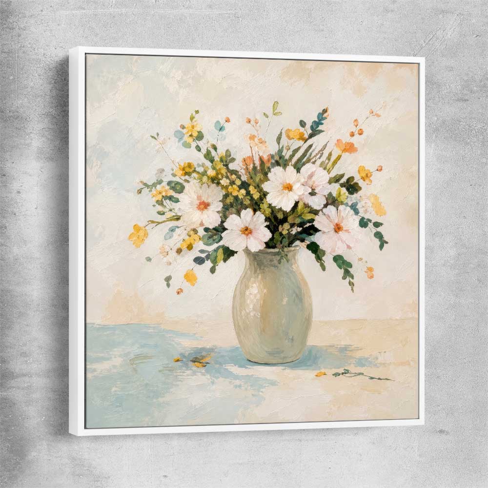 Floral print of Wildflower Market with white framed canvas