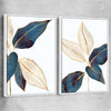 Floral print of Botanic Blue Pair with white framed canvas