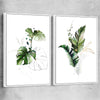 Floral print of Botanic Gold Pair with white framed canvas