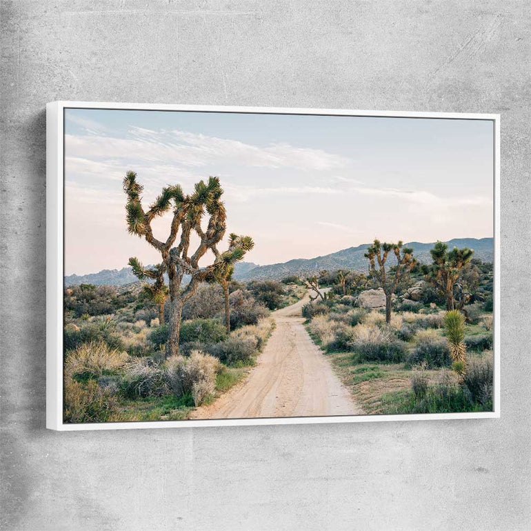 Floral print of California Desert with white framed canvas