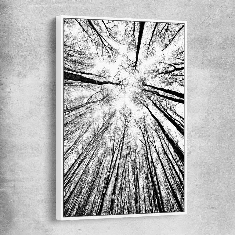 Floral print of Forest Sky with white framed canvas