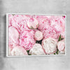 Floral print of Peony Bouquet with white framed canvas