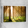 Floral print of Pine Forest Sunrise with white framed canvas
