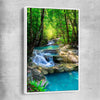 Floral print of Tropical Thailand Waterfall with white framed canvas