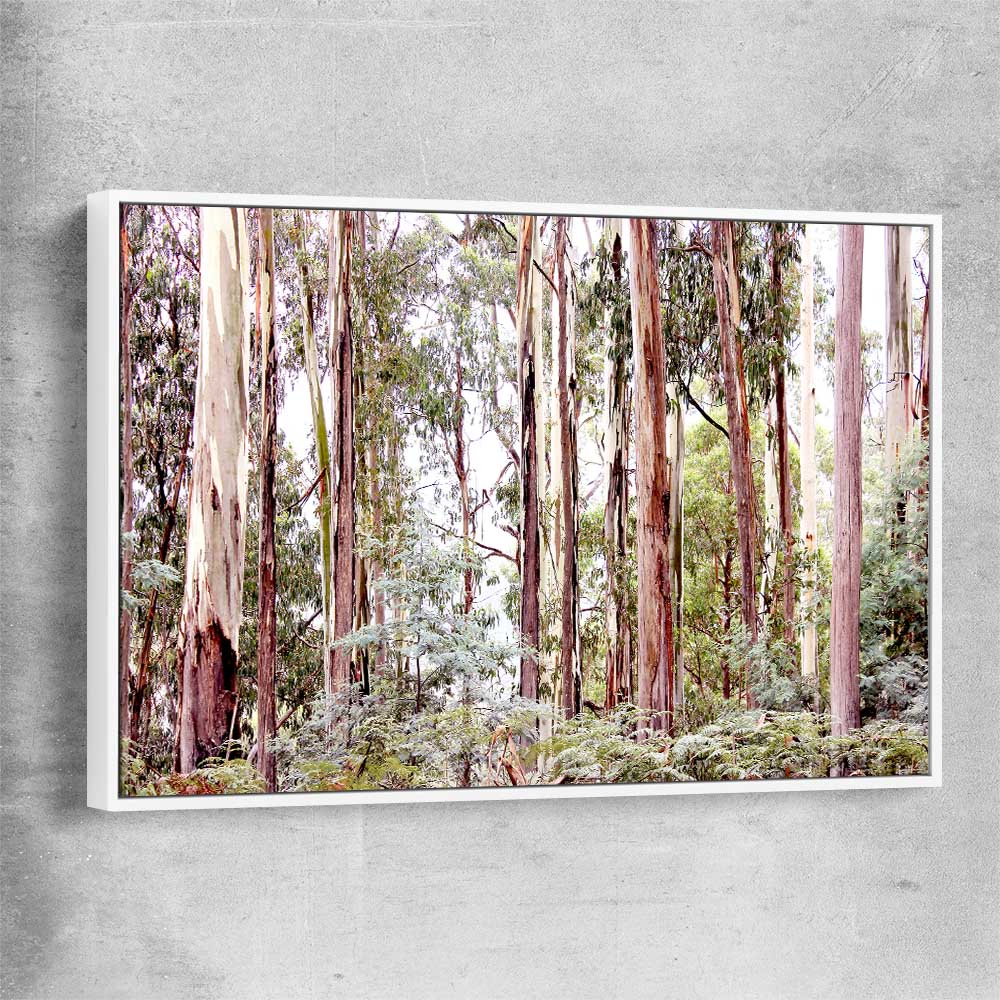 Floral print of Victorian Forest with white framed canvas