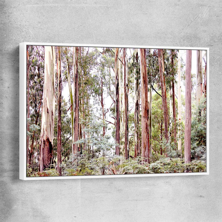 Floral print of Victorian Forest with white framed canvas