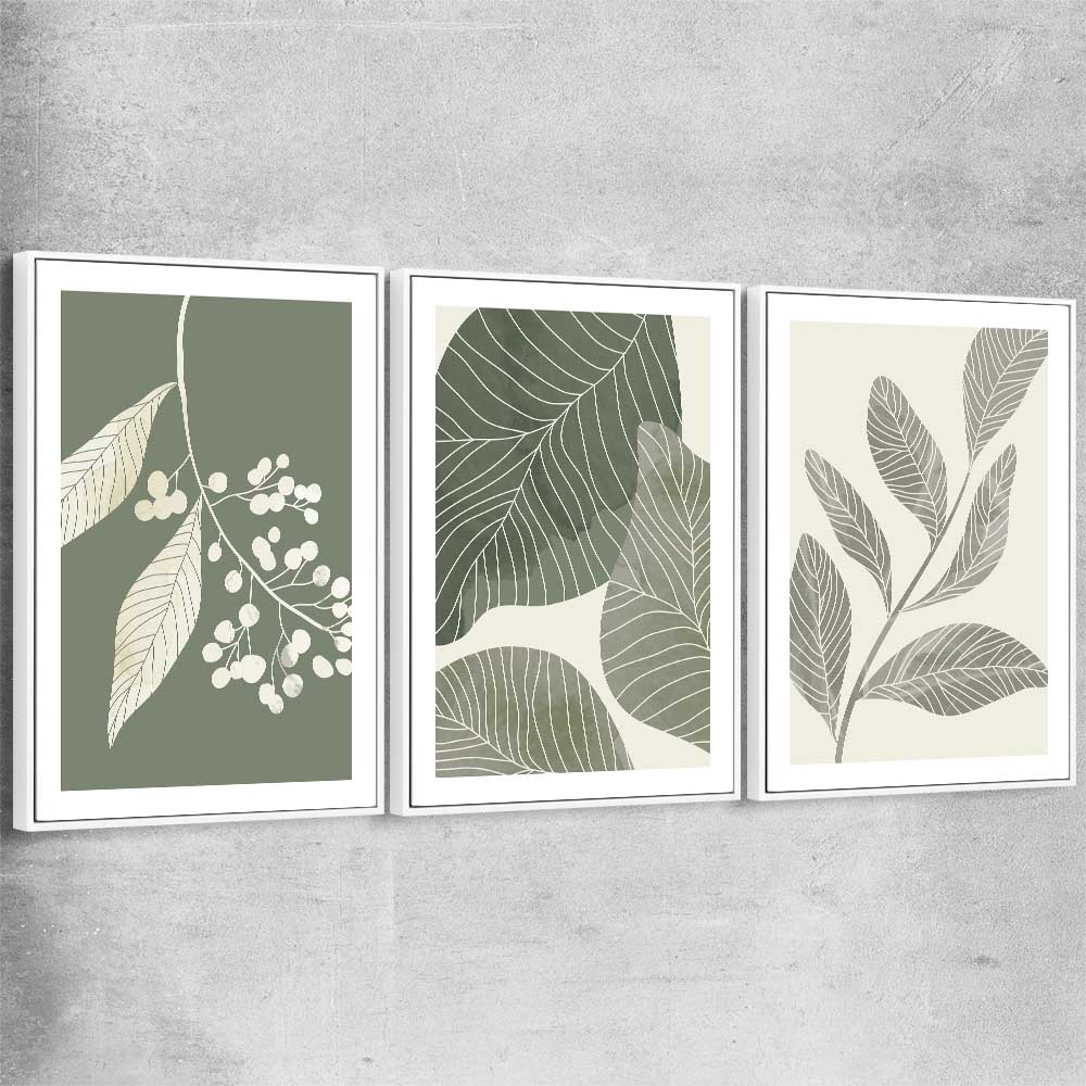 Floral print of Vintage Floral Set with white framed canvas