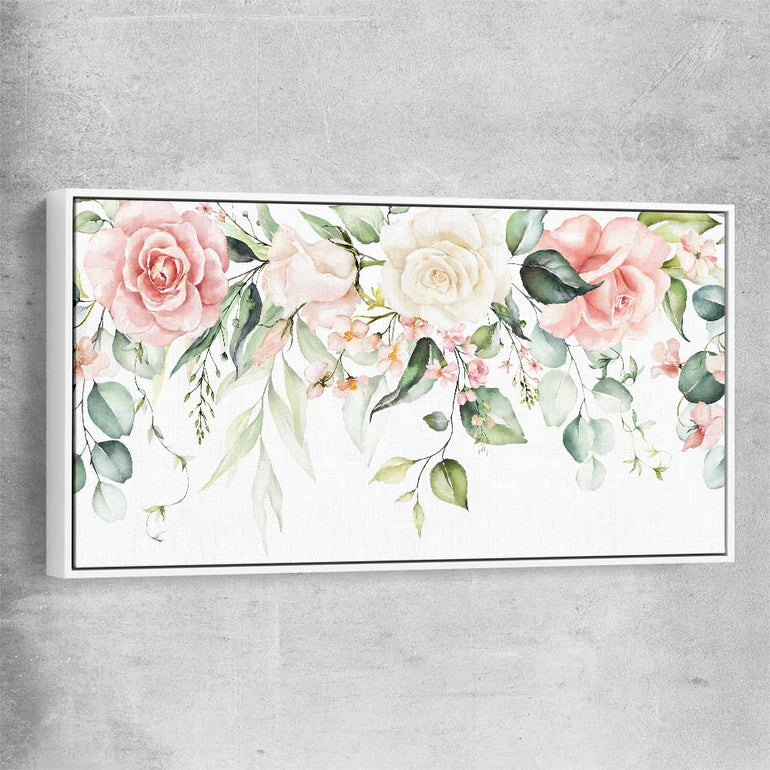 Floral print of Vivid Blossom with white framed canvas