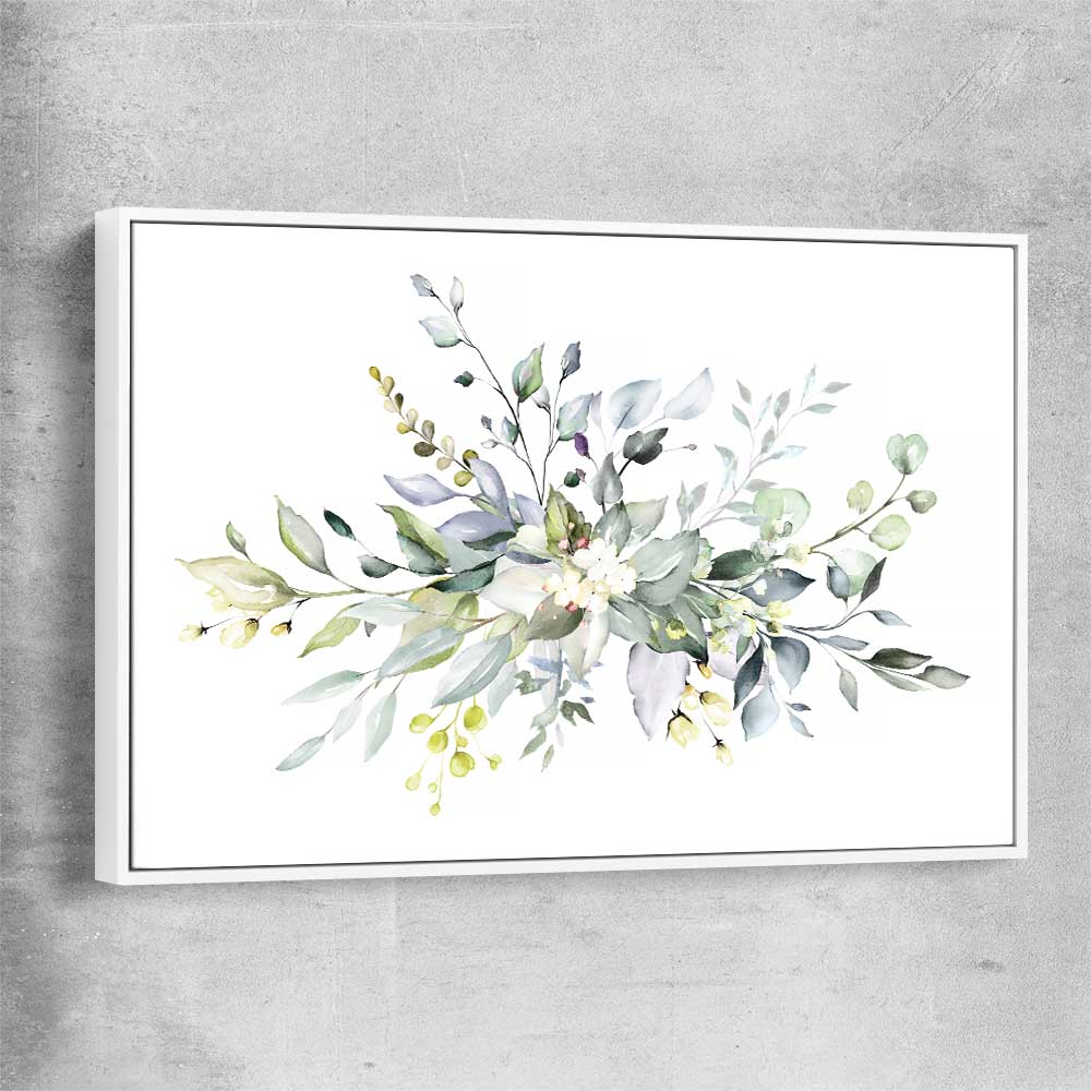 Floral print of Watercolour Floral with white framed canvas