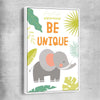 Be Unique white framed canvas is a nursery canvas wall art and print suited for childrens nursery area