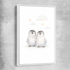 Cute Penguins white framed canvas is a nursery canvas wall art and print suited for childrens nursery area