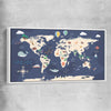 Discovery Map white framed canvas is a nursery canvas wall art and print suited for childrens nursery area