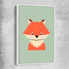Friendly Fox white framed canvas is a nursery canvas wall art and print suited for childrens nursery area