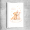 Hugs of Happiness white framed canvas is a nursery canvas wall art and print suited for childrens nursery area