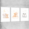 Moonlight Companions Set white framed canvas is a nursery canvas wall art and print suited for childrens nursery area