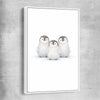 Little Penguin Trio white framed canvas is a nursery canvas wall art and print suited for childrens nursery area