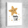 Little Star white framed canvas is a nursery canvas wall art and print suited for childrens nursery area