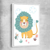 Safari Lion white framed canvas is a nursery canvas wall art and print suited for childrens nursery area