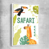 Safari Roaming white framed canvas is a nursery canvas wall art and print suited for childrens nursery area