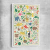 Tropical Alphabet Light white framed canvas is a nursery canvas wall art and print suited for childrens nursery area
