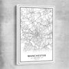 Greater Manchester white framed canvas is a high quality print in our city skyline, travel prints and maps collection