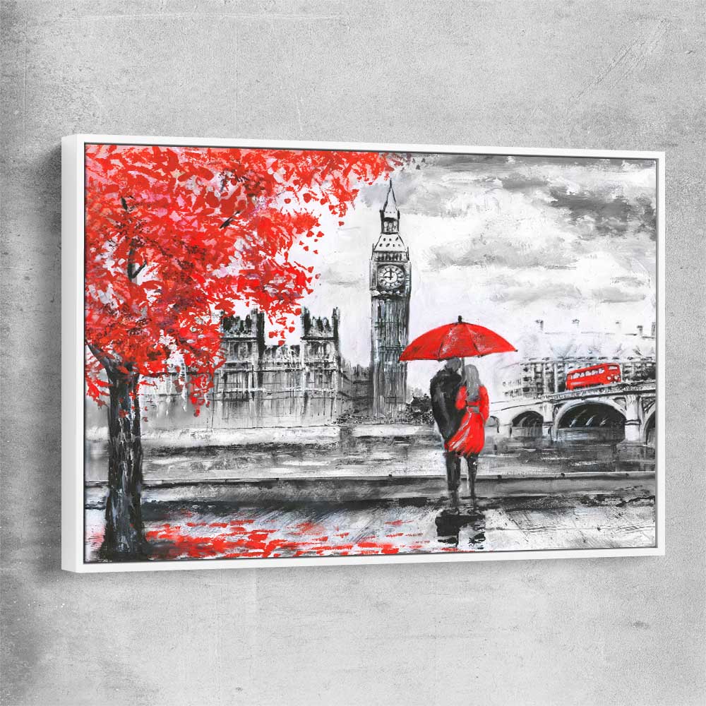 London Affection white framed canvas is a high quality print in our city skyline, travel prints and maps collection