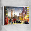 London Night Rain white framed canvas is a high quality print in our city skyline, travel prints and maps collection