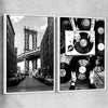 Manhattan Bridge Pair white framed canvas is a high quality print in our city skyline, travel prints and maps collection