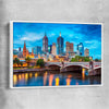 Melbourne Twilight Skyline white framed canvas is a high quality print in our city skyline, travel prints and maps collection
