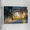 Paris Evening Light white framed canvas is a high quality print in our city skyline, travel prints and maps collection