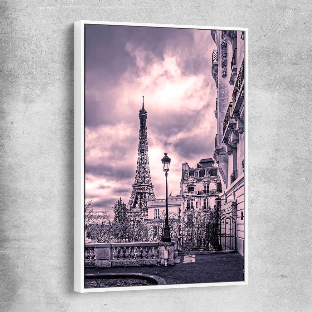 Paris Skyline Noir white framed canvas is a high quality print in our city skyline, travel prints and maps collection