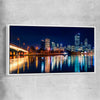 Perth Skyline Glow white framed canvas is a high quality print in our city skyline, travel prints and maps collection